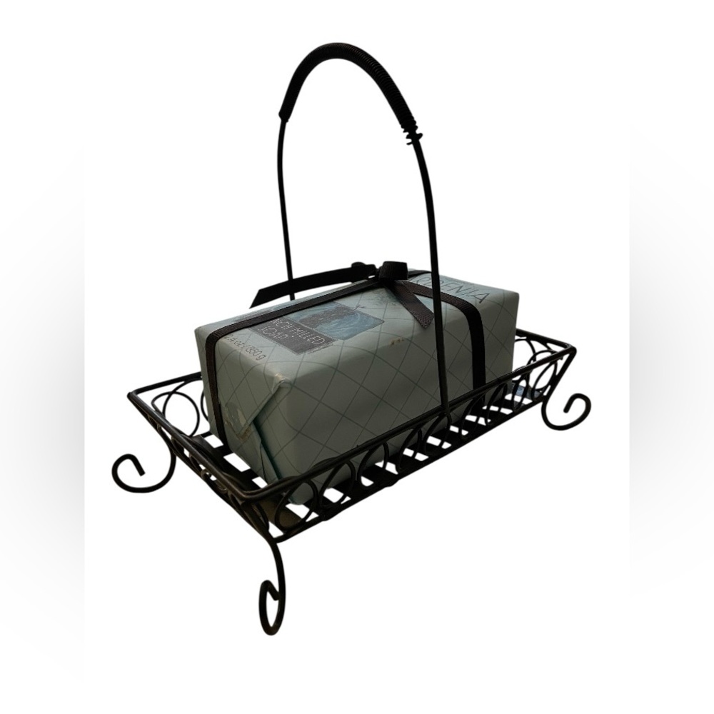 Elegant Black Metal Basket with Soap